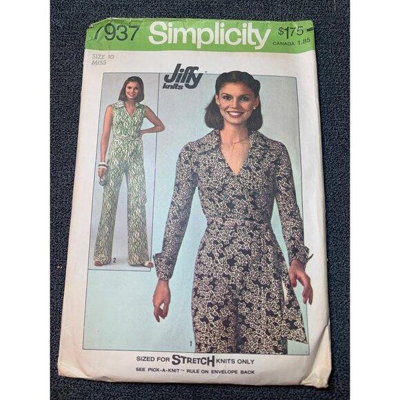 Simplicity Jiffy 7937 Womens Jumpsuit Sewing Pattern Size 10 1970s - Picture 1 of 2